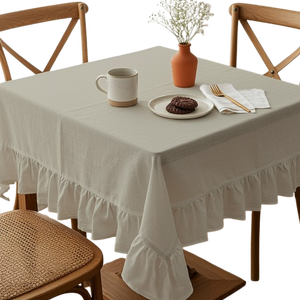 Mantel Beige Tamaño único para mesas de comedor Tela de poliéster para fiestas y reuniones de hoteles 140x180cm 55x70 pulgadas - Product Image 1