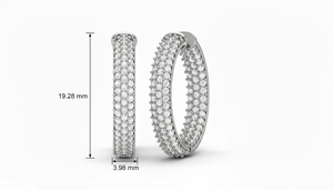 Three Row <b>Diamond</b> Huggies Earrings For Women Featuring Brilliant Sparkle And Elegant Design For Daily Wear And Special Occasions - Product Image 2