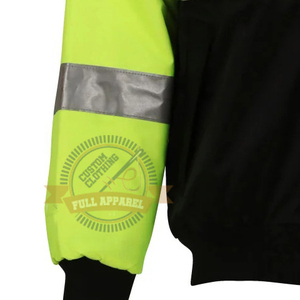 Oem huỳnh quang màu xanh lá cây màu đen mù<span class=keywords><strong>a</strong></span> đông áo khoác mới đến lớp 3 polyester an toàn Áo khoác cho nước biển sử dụng cho đồng phục làm việc - Product Image 4