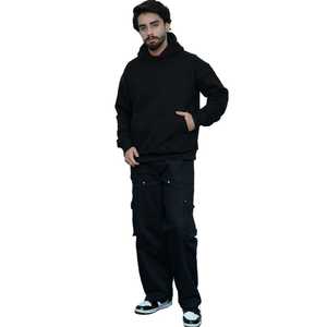 OEM personalizado hombres Sudadera con capucha de gran tamaño negro suave polar Casual Pullover Streetwear para la comodidad diaria - Product Image 6