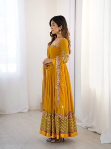 Indian Ethnic Wear Ready Made Heavy Georgette Embroidery Work Salwar Kameez Lace Border Dupatta Set Party Quick Dry All Seasons - Product Image 5