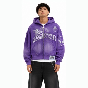 Nouvel arrivage : Sweat à capuche en molleton délavé de haute qualité, 100 % coton, couleur personnalisable, respirant, écologique, idéal pour l'hiver - Product Image 1