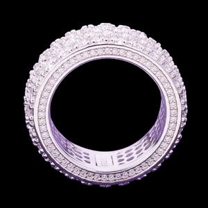 Hip Hop hombres 925 plata esterlina Iced Out VVS Moissanite Cluster 3 filas banda anillo con probador de Diamantes Joyería Fina - Product Image 3