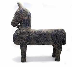 Precio adecuado Caballo de madera con brocado Tela de cera dibujada a mano en Color gris Jackfruit Material de madera hecho en Vietnam - Product Image 6