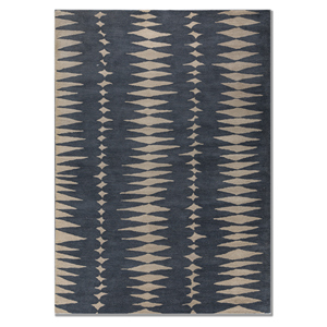 Alfombra Rectangular de Lana Hecha a Mano Modo Blue con Patrón Geométrico, 9x12, para Sala de Estar, Entrada o Dormitorio - Product Image 1