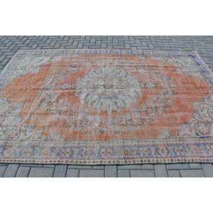 Tapis Vintage en Laine Patchwork Bleu Orange, Tissage Plat Turc de 6.5X9.8 pieds Tapis de Salon, Support en Latex pour la Décoration Intérieure - Product Image 3