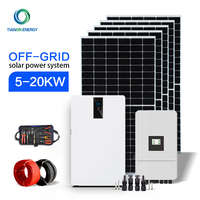 Kit solaire autonome Tianon 20 kW 230 V/380 V monophasé avec panneaux monocristallins et batteries lithium-ion, système d'énergie autonome MPPT