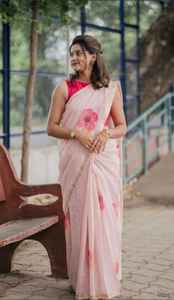 Vêtements indiens et pakistanais élégants en georgette ethnique saree avec bordure en dentelle perlée imprimée 6 couleurs étonnantes au choix - Product Image 2