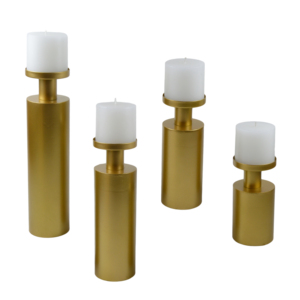 Lot de 3 bougeoirs avec finition colorée, support de bougie à bras unique, support de pilier doré pour décor de fête et de dîner - Product Image 2