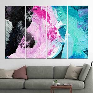 Toile d'art imprimée : Pinceaux abstraits, effet de verre trempé vibrant, lot de 4 toiles - Product Image 1