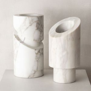 Fabrication OEM de vase à fleurs en marbre décoratif pour le style d'intérieur de bureau, améliorant l'espace professionnel avec le charme de la pierre naturelle - Product Image 2