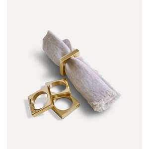 Anneaux de serviette en laiton intemporels durables et brillants finis avec des sculptures complexes pour la décoration de table de mariage et de fête - Product Image 1