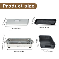 Casserole Électrique Détachable 2-en-1 avec Gril 5L 1500W, Appareil de Cuisson Intérieur Multifonctionnel pour BBQ, Shabu Shabu, Cuisson à la Vapeur et Ébullition Domestique