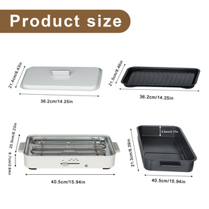 หม้อไฟฟ้าแบบถอดได้ 2 in 1 พร้อมเตาย่างอเนกประสงค์ สำหรับทำบาร์บีคิว ชาบู ชาบู นึ่ง ต้ม ใช้ในบ้าน - Product Image 5