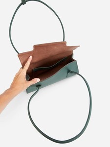 Bolso de Hombro de Cuero Genuino Verde para Mujer, Bolso de Mano Retro con Cremallera de Dos Tonos, Estilo Minimalista y Moderno, Esmeralda, Años 90 - Product Image 2