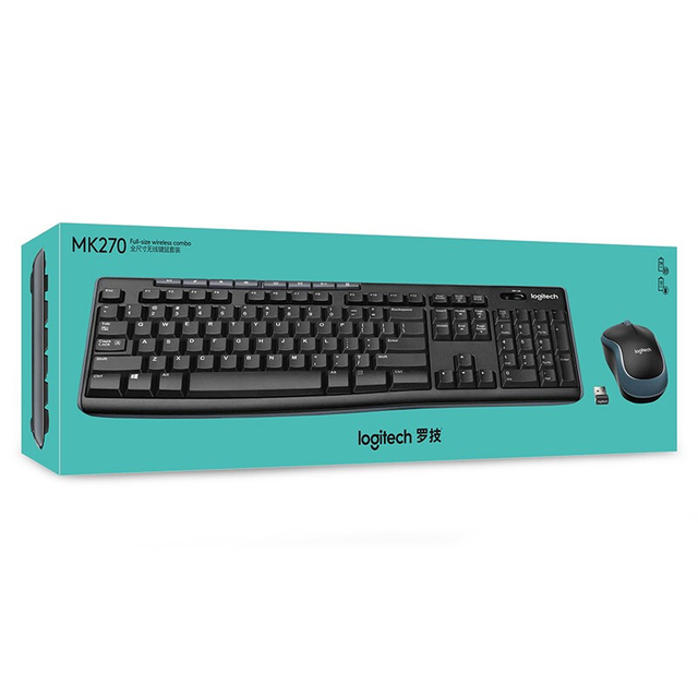 MK270 Full Size 104-Key 2.4Ghz Wireless Ergonomic Keyboard Mouse Set New for Computer Office Use