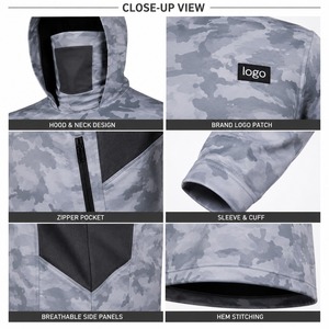 Sudadera con Capucha de Camuflaje para Hombre, Protección Solar UPF 50, Secado Rápido, Chaqueta de Pesca de Poliéster, Estampado de Logotipo Frontal - Product Image 6