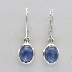 Boucles d'oreilles ovales en kyanite bleue en argent sterling 925 avec pierre naturelle à levier du Brésil - Product Image 4