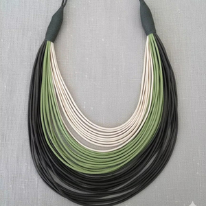 Collier de cordon de cire perle coeur coupé perles de verre de rocaille lien collier ras du cou avec broderie colorée pour bijoux de fête des femmes - Product Image 1