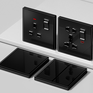 TEP L8シリーズ耐久性強化ガラス製壁スイッチソケットパネル、簡単設置、モダンライトスイッチ、ユニバーサル電源ソケット - Product Image 1
