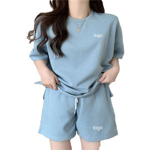 Conjunto de pantalones cortos de poliéster transpirable para mujer, servicio OEM al por mayor, Camiseta holgada, pantalones cortos para correr y trotar, chándal de verano - Product Image 2