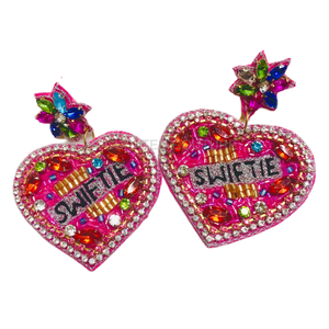 Pendientes personalizados con cuentas de cristal y diamantes de imitación de último estilo Swiftie con pendientes de diseño personalizados a la venta - Product Image 1