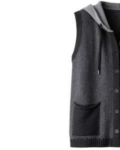 Chaleco de Punto Personalizado Color Gris Carbón, Chaleco de Lana Acrílica con Botones en la Parte Delantera, Sin Mangas, Cárdigan de Invierno con Bolsillos, OEM - Product Image 4