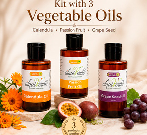Alquiverde - Set de Regalo Trio de Aceites Esenciales 100% Puros Prensados en Frío Naturales - Aceites de Semilla de Uva, Maracuyá y Caléndula - Product Image 1