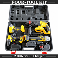 Kit d'outils sans fil LONSLEY 4-en-1 21V Perceuse à percussion Clé à chocs Meuleuse d'angle 2 batteries 1 chargeur avec étui