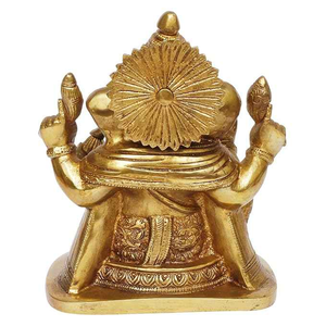 Elegante estatua de Lord Ganesha de latón hecha a mano, ideal para ocasiones festivas, habitaciones Pooja e ídolo/decoración espiritual - Product Image 4