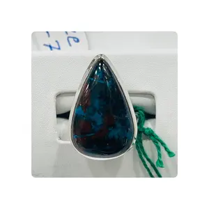 Natural Chrysocolla Ring Wholesale Rings for Men Gemstone Jewellery Wholesale Sterling Silver Gemstone Rings