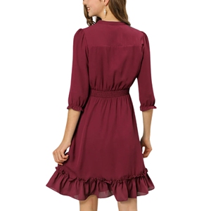 Sostenible sin mangas Floral Wrap Midi Sundress cuello en V con cinturón volantes Bodycon transpirable antiestático tejido vestidos casuales - Product Image 6