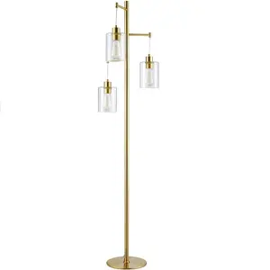 Современный металлический трехсторонний напольный светильник с золотой отделкой, декоративная боковая лампа для гостиной и спальни
