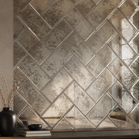 Carreaux de verre miroir vintage art déco de 5mm d'épaisseur biseauté argent antique pour salle de bain douche dosseret utilisation décorative