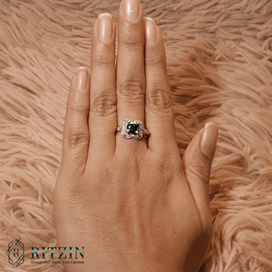 แหวนหมั้นประดับเพชรแล็บโกรว์ทรงรัศมีสีโรสโกลด์สำหรับผู้หญิง - Product Image 3