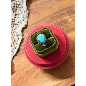 Scott Skeets Fine <b>Boho</b> Jewelry Kingman Turquoise & Sterling <b>Silver</b> <b>Ring</b> Vermeil Plating Size 6.25 Smooth Cut Stone Everyday Wear - Product Image 3
