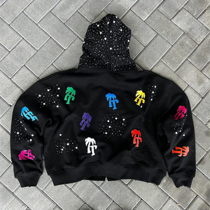 Conjunto de 2 Piezas de Pantalones Deportivos Holgados de Cintura Doble con Pedrería de Perlas y Sudadera con Capucha, Fabricante OEM - Product Image 6