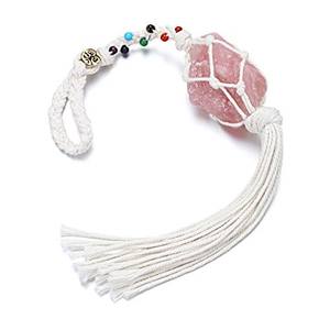 Colgador de pared caído cuentas de chakra de cuarzo rosa colgador de pared coche cristal curación piedra preciosa cristal chakra colgador mayorista - Product Image 6