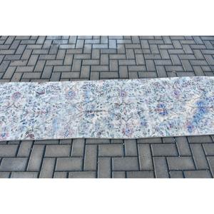 Vintage 2.1x8.5 ft <b>Rug</b>, <b>Runner</b> Turkish <b>Rug</b>, White Floral Wool <b>Rug</b> - Product Image 3