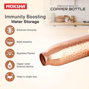 Flacon étanche à la main ayurvédique de bouteille en cuivre pur de qualité supérieure pour une vie saine, un voyage au bureau et une utilisation écologique - Product Image 3