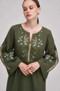 Ropa de fiesta de noche Bohemia OEM al por mayor, ropa de mujer sexy de manga corta y completa, vestidos informales bordados blancos ucranianos - Product Image 2