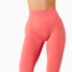 High Waist Nylon Spandex No Front Seam Tummy Control Yoga <b>Leggings</b> Light Weight Seamless Yoga Tights - Product Image 6