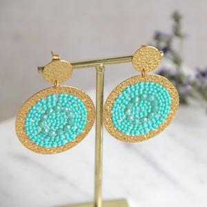 Pendientes Retro bohemios para mujer Pendientes chapados en oro de 18 quilates de acero inoxidable Pendientes colgantes de cuentas POR HF CRAFTS - Product Image 6