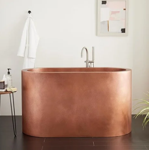 Bañera artesanal de cobre con diseño de doble zapatilla y una base curva única, un estilo independiente, disponible a precio mayorista - Product Image 4