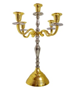 5 Arms Candle Holder Gold Housewarming Decor <b>Candelabra</b> Available for Wedding Decorations for Sale. - Product Image 5