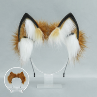 E0047 Bandeau réaliste en fausse fourrure avec oreilles de renard, serre-tête fait main avec oreilles d'animaux, accessoire mignon pour cosplay et conventions d'anime