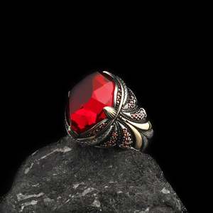 Azuris VALKH1913 Nouvelle bague pour homme en argent sterling 925, style ottoman avec pierre naturelle, vente en Turquie - Product Image 4