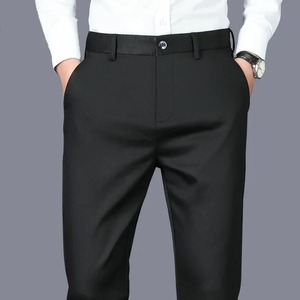 กางเกงขายาวผ้ายืดขายาวแบบลำลองสำหรับผู้ชายกางเกงขาตรงสีดำเอวกลางสำหรับสวมใส่ทุกวันมีบริการ OEM - Product Image 2