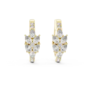 Boucles d'oreilles en forme de feuille de Bali avec diamants ronds, or, or rose, argent 925, argent plaqué or jaune/or rose plaqué, 3,42 g - Product Image 5