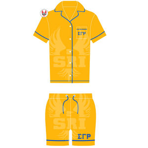Sigma Gamma rho pyjamas grande taille femmes solide à manches longues pyjamas deux pièces ensemble vêtements de nuit printemps automne Satin soie ensemble de vêtements de nuit - Product Image 1